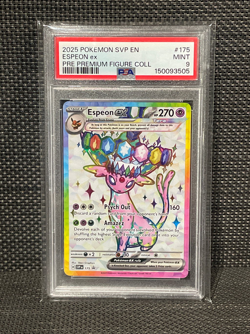 PSA 9-Espeon ex  #175 Prismatic Evolutions Premium Figure Collection Black Star Promo