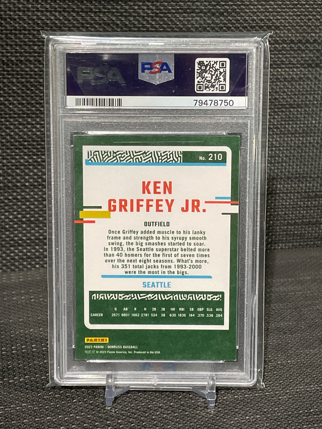 PSA 8-2023 Donruss Ken Griffey Jr “America” 24/50 Jersey Match