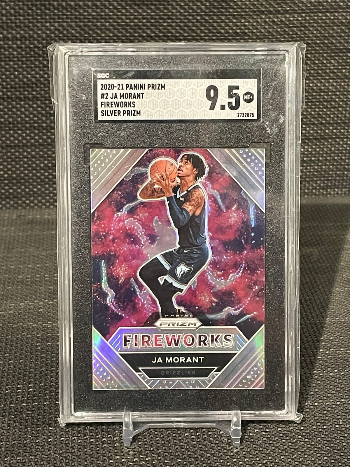 SGC 9.5-2021 Panini Prizm Ja Morant #2 Fireworks “Silver Prizm”
