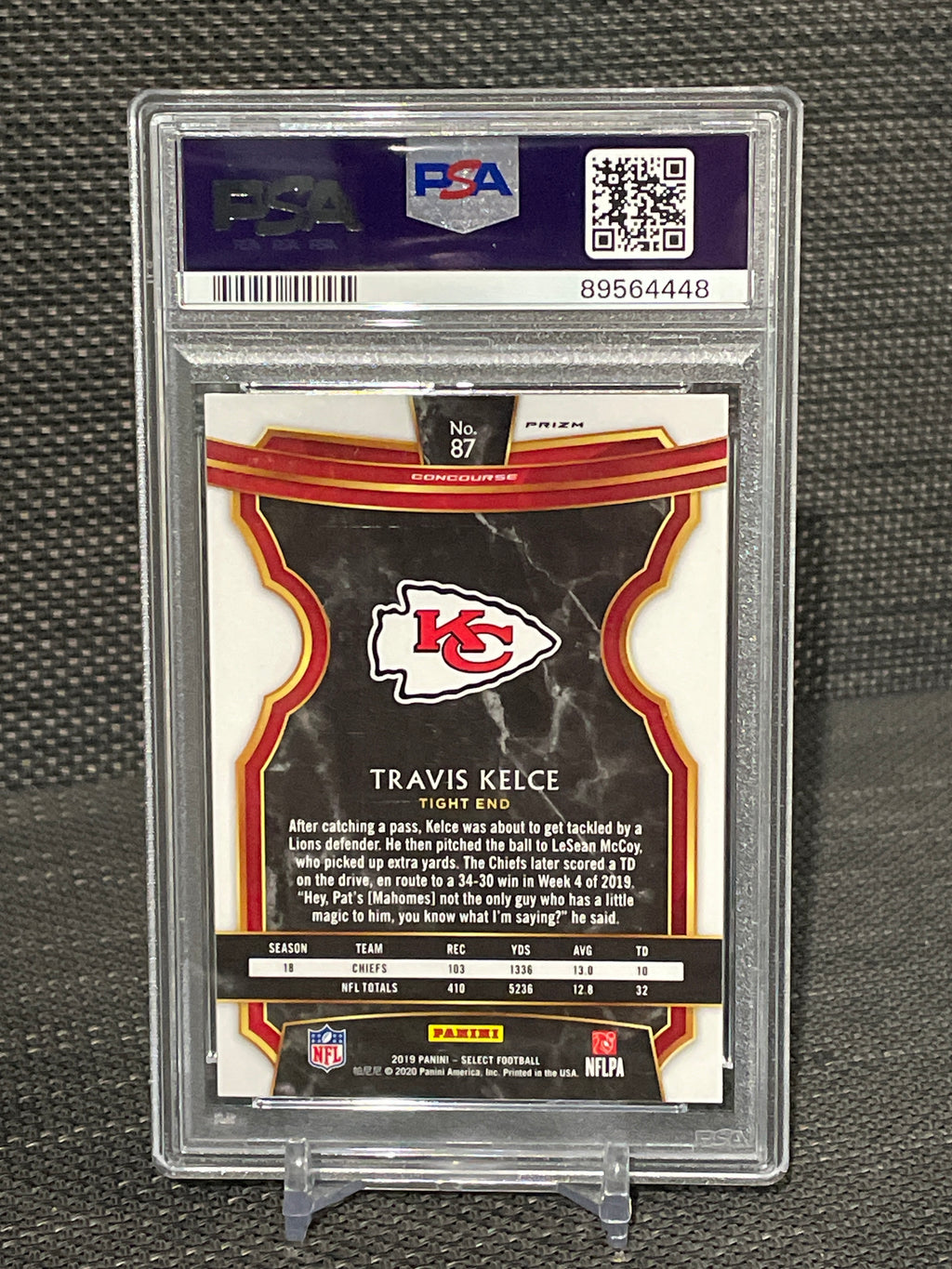 PSA 10-2019 Select Travis Kelce Concourse Silver Prizm #87