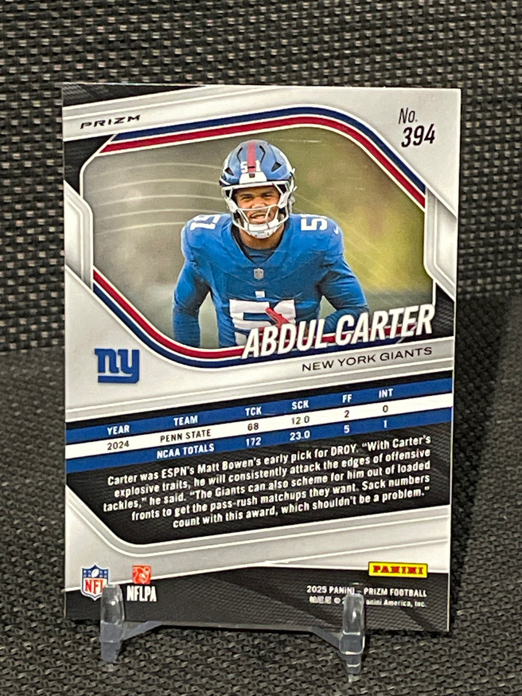 2025 Prizm Abdul Carter “Lazer” RC #394
