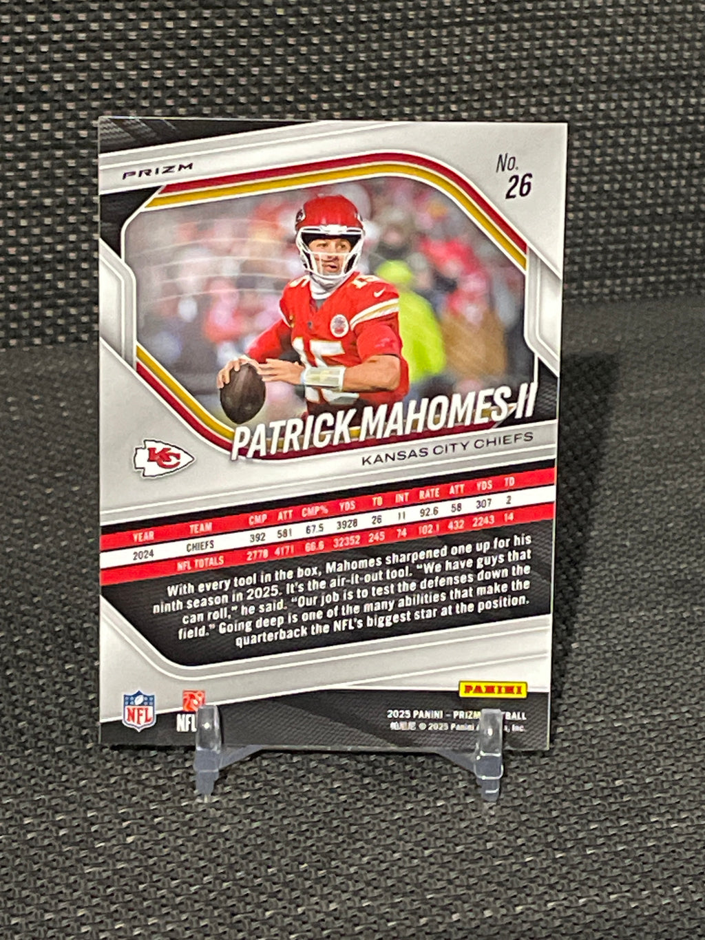2025 Prizm Patrick Mahomes “Lazer Prizm” # 26