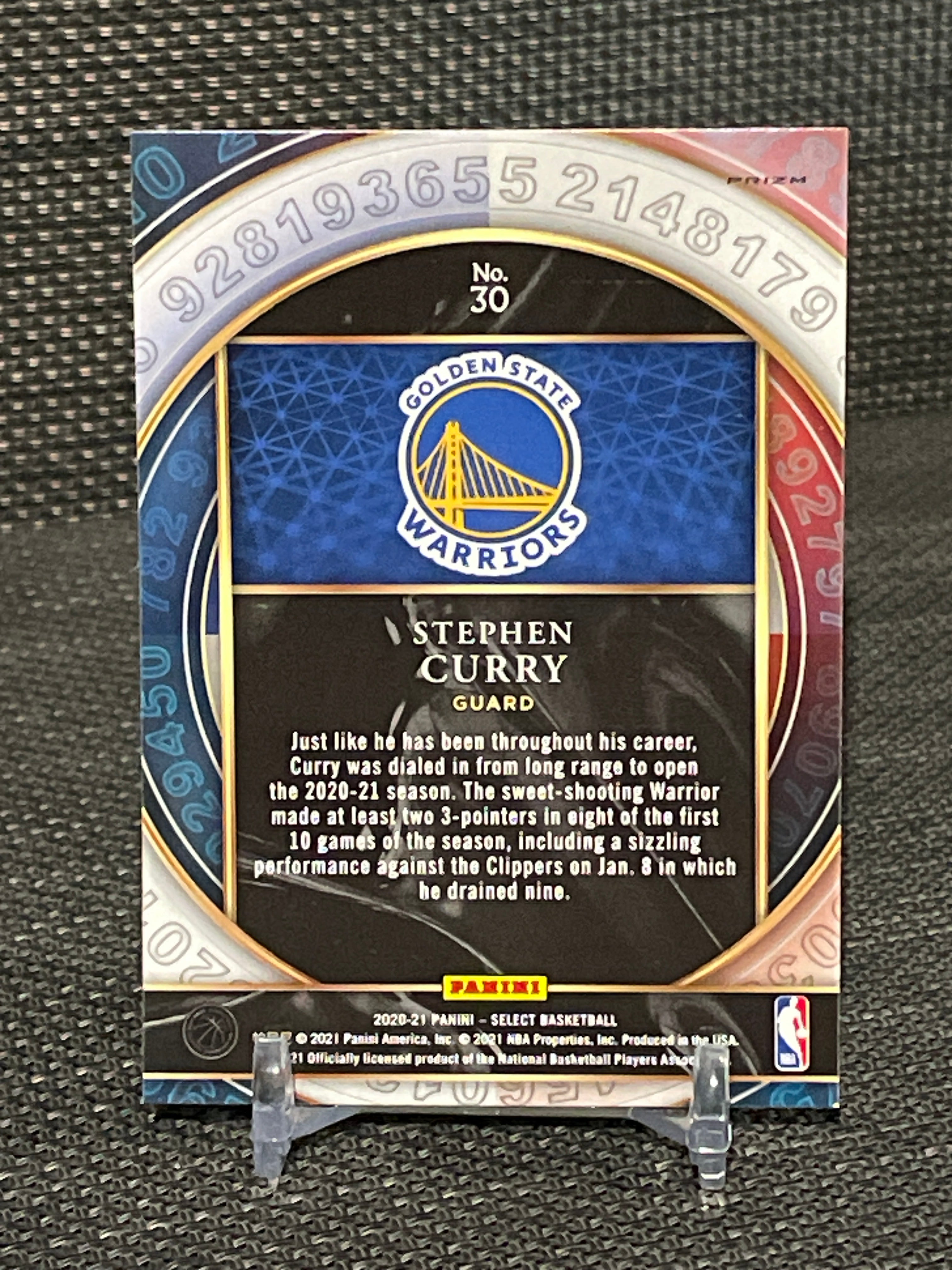 2020-21 Select Stephen Curry “ Numbers Game” Silver Prizm #30