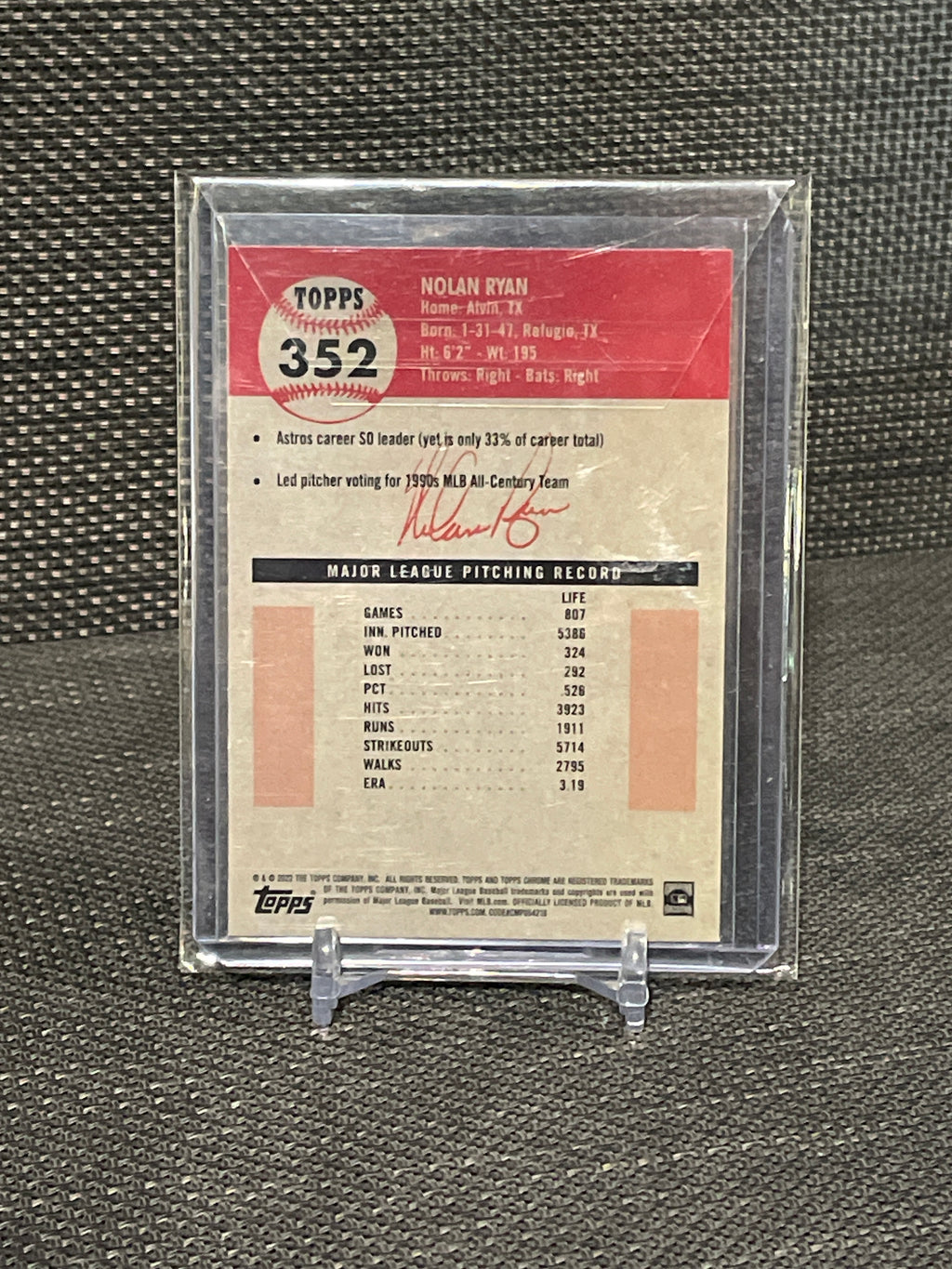 2022 Topps Chrome Platinum Anniversary Nolan Ryan Blue Prism Refractor #352